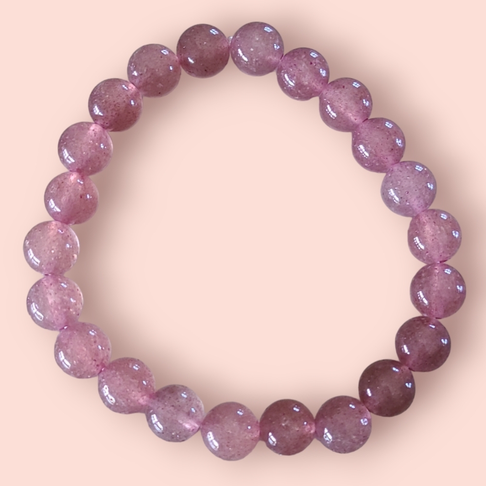 Strawberry Quartz Gemstone Bracelet Pink